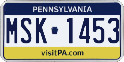 PA license plate MSK1453