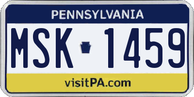 PA license plate MSK1459