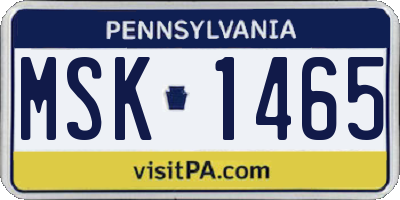 PA license plate MSK1465