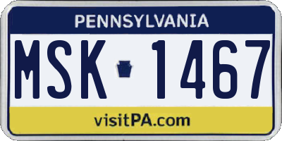 PA license plate MSK1467