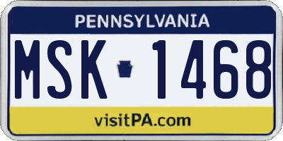 PA license plate MSK1468