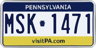 PA license plate MSK1471