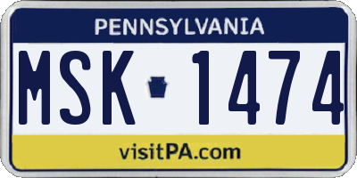 PA license plate MSK1474
