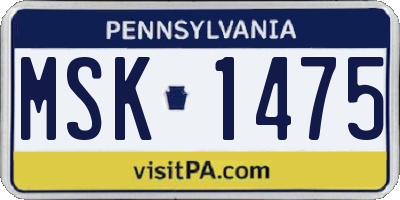PA license plate MSK1475