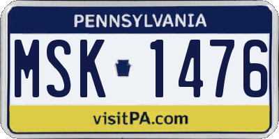 PA license plate MSK1476