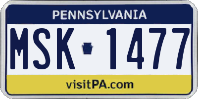 PA license plate MSK1477