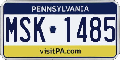 PA license plate MSK1485