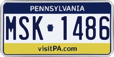 PA license plate MSK1486