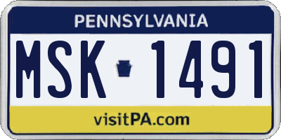 PA license plate MSK1491