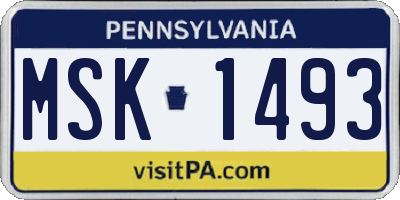 PA license plate MSK1493