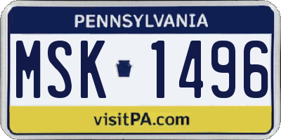 PA license plate MSK1496