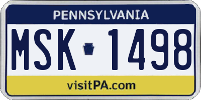 PA license plate MSK1498