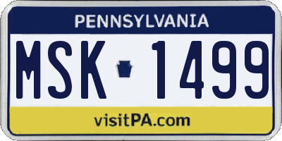 PA license plate MSK1499