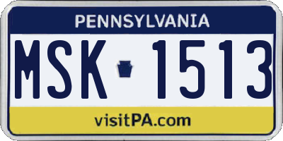 PA license plate MSK1513