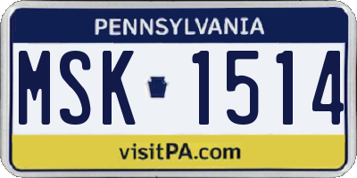 PA license plate MSK1514