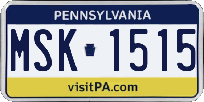 PA license plate MSK1515
