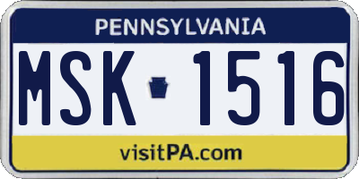 PA license plate MSK1516