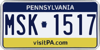 PA license plate MSK1517