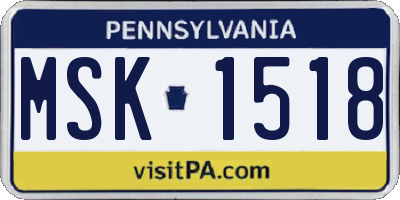 PA license plate MSK1518