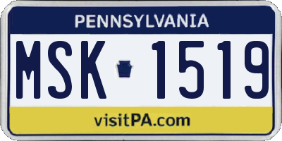 PA license plate MSK1519