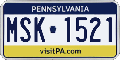 PA license plate MSK1521