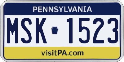 PA license plate MSK1523