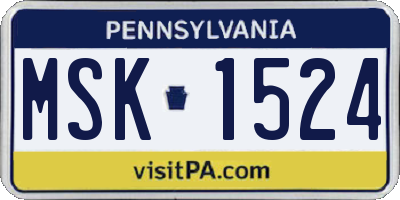 PA license plate MSK1524