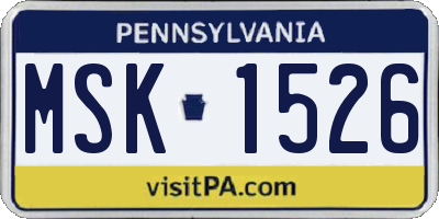 PA license plate MSK1526