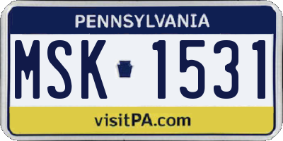 PA license plate MSK1531