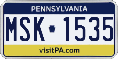 PA license plate MSK1535