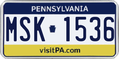 PA license plate MSK1536