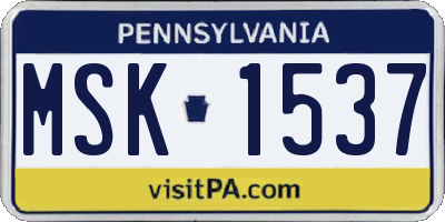 PA license plate MSK1537