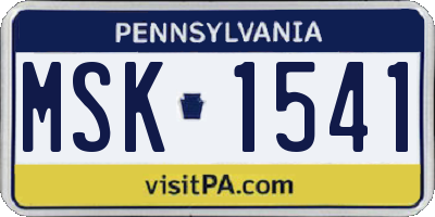 PA license plate MSK1541