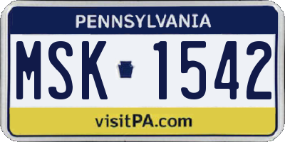 PA license plate MSK1542