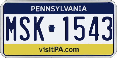 PA license plate MSK1543