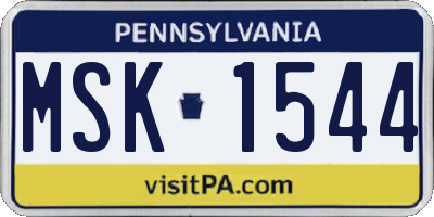PA license plate MSK1544