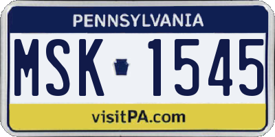PA license plate MSK1545