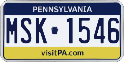 PA license plate MSK1546