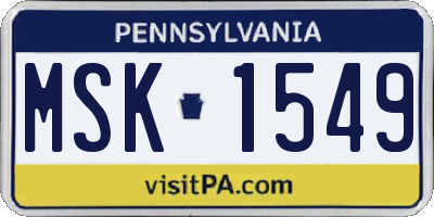 PA license plate MSK1549