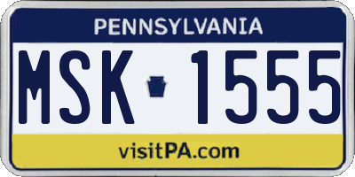 PA license plate MSK1555