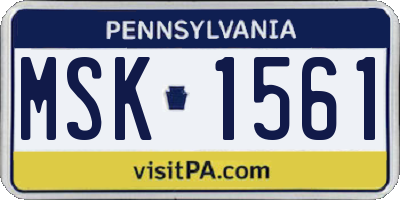 PA license plate MSK1561