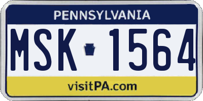 PA license plate MSK1564