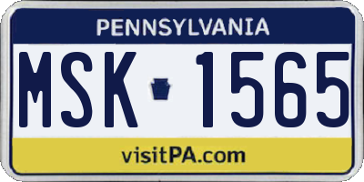 PA license plate MSK1565