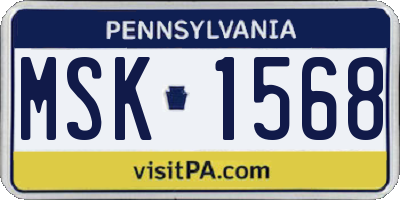 PA license plate MSK1568