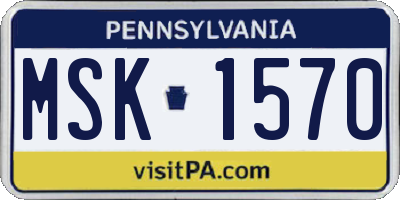 PA license plate MSK1570