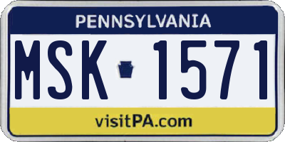 PA license plate MSK1571