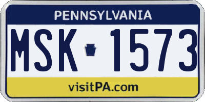PA license plate MSK1573