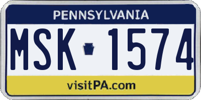 PA license plate MSK1574
