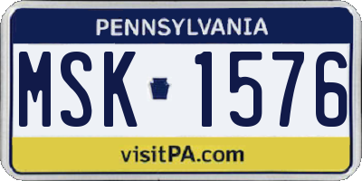PA license plate MSK1576