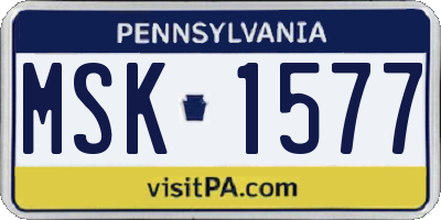 PA license plate MSK1577